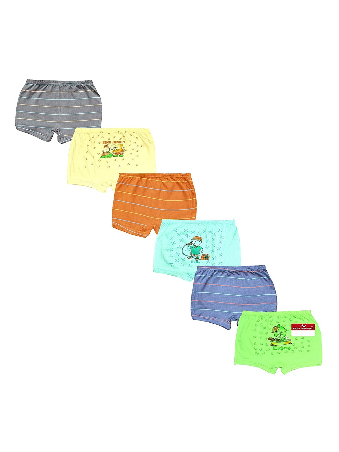 

PRIDE APPAREL Infant Pack Of 6 Assorted Pure Cotton Trunks