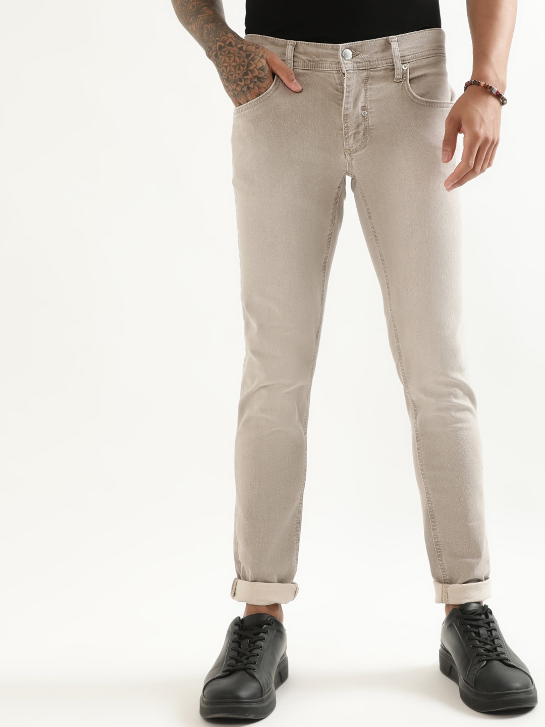 

Antony Morato Men Super Skinny Fit Stretchable Cotton Jeans, Beige