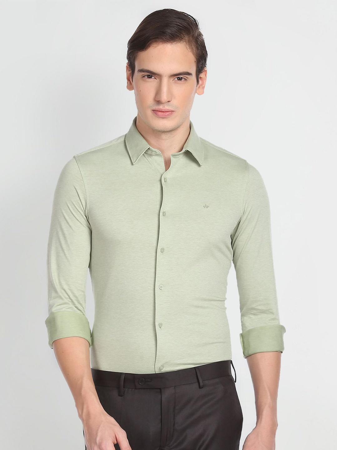 

Arrow Men Slim Fit Opaque Formal Shirt, Green