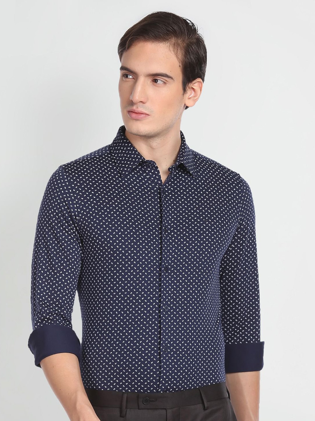 

Arrow Men Slim Fit Opaque Printed Formal Shirt, Blue