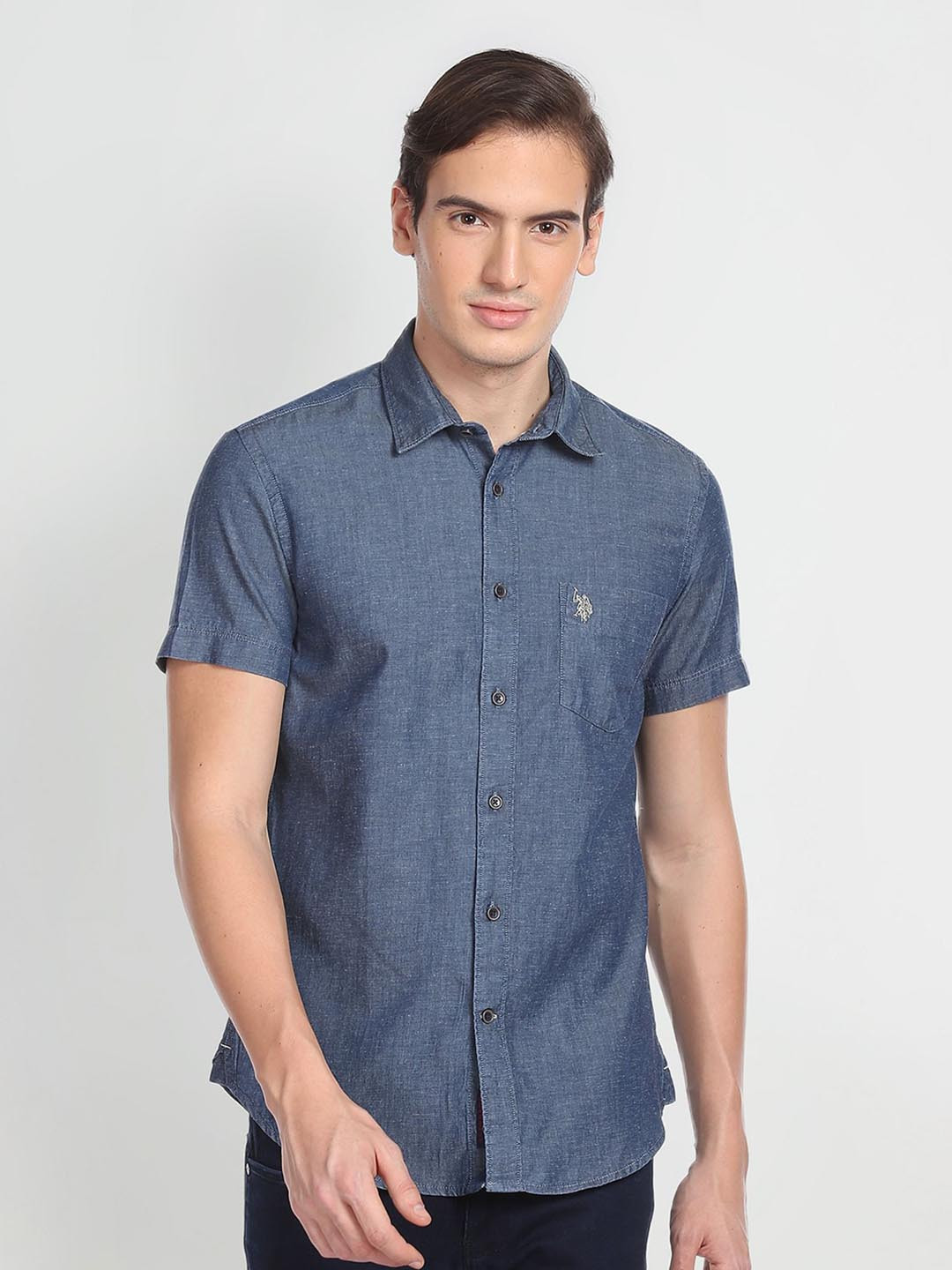

U.S. Polo Assn. Denim Co. Spread Collar Opaque Casual Shirt, Blue
