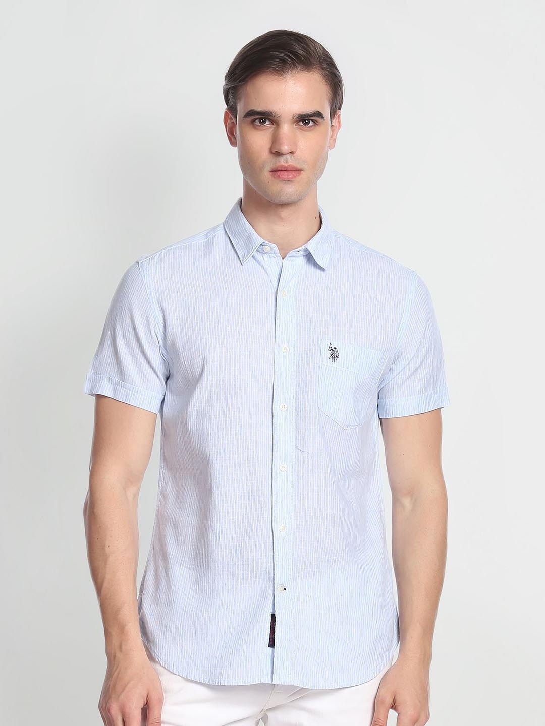 

U.S. Polo Assn. Denim Co. Men Vertical Striped Opaque Casual Shirt, Blue