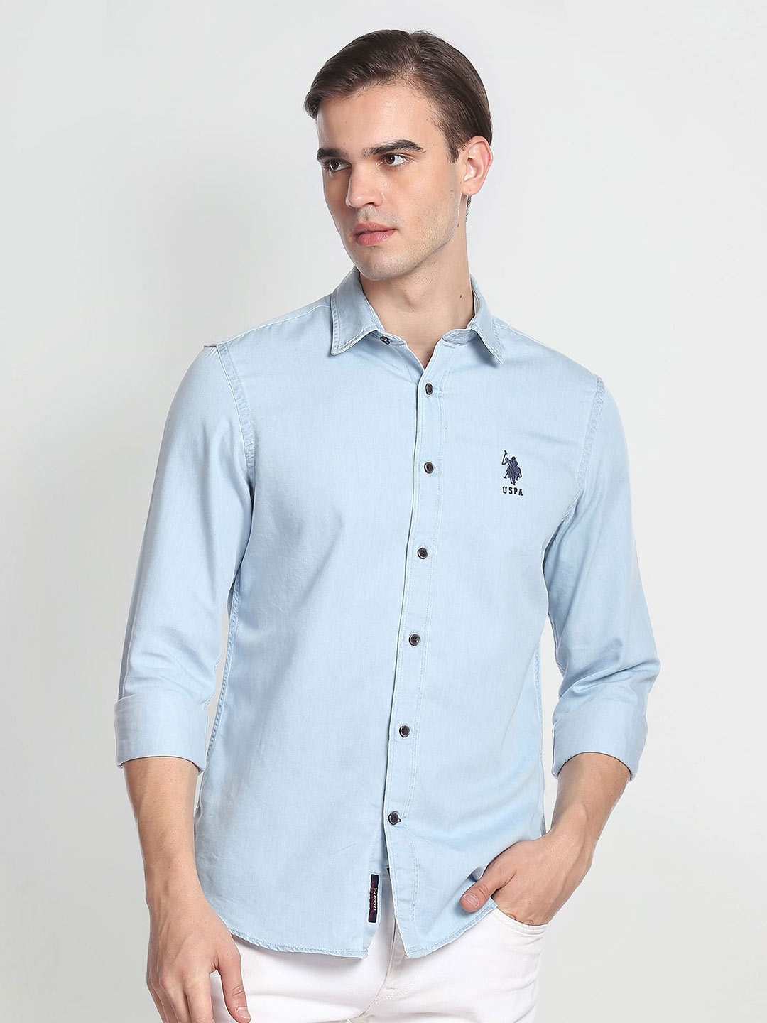 

U.S. Polo Assn. Denim Co. Spread Collar Opaque Twill Casual Shirt, Blue