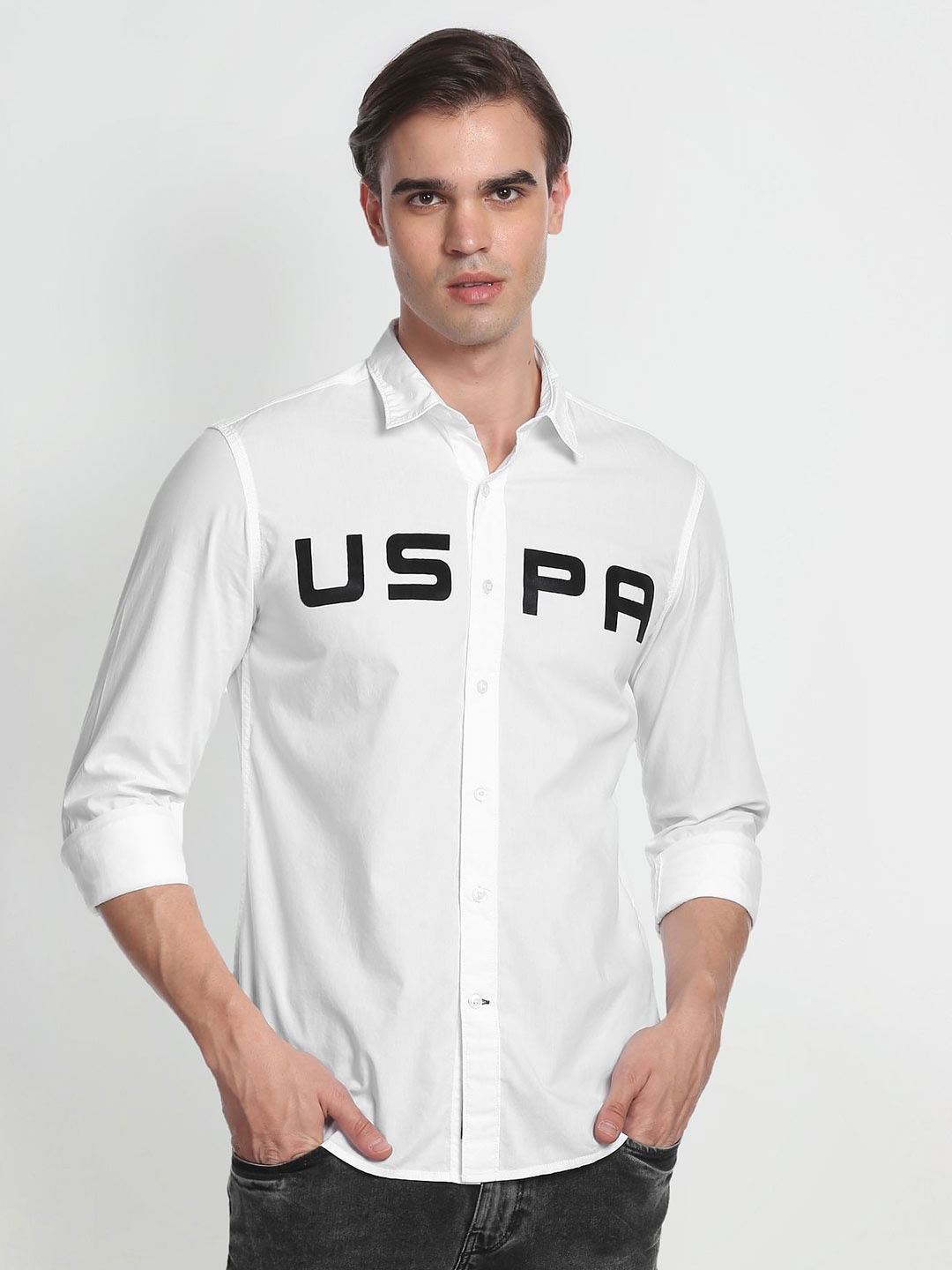 

U.S. Polo Assn. Denim Co. Men Pure Cotton Opaque Casual Shirt, White