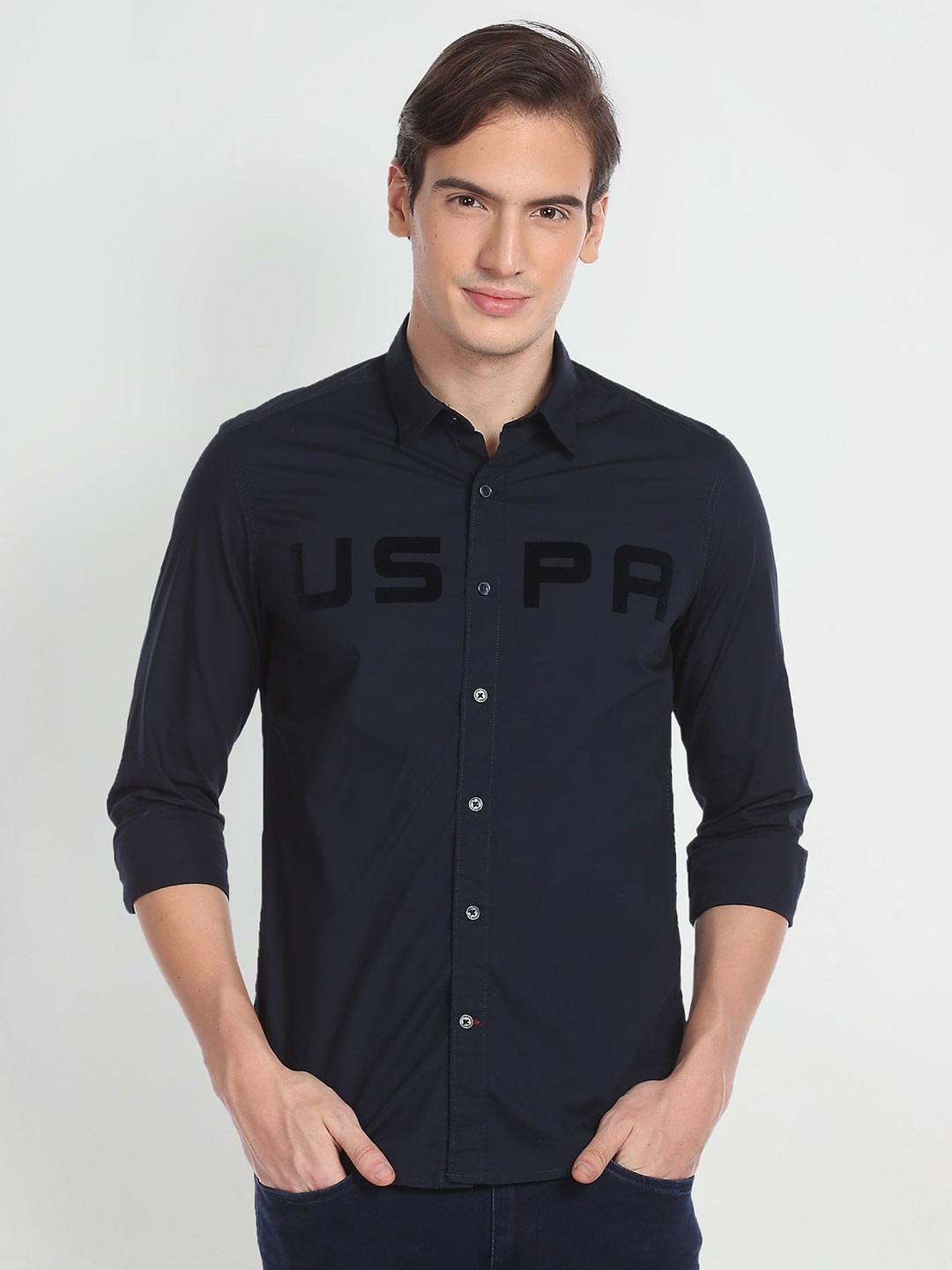 

U.S. Polo Assn. Denim Co. Spread Collar Opaque Regular Casual Shirt, Blue