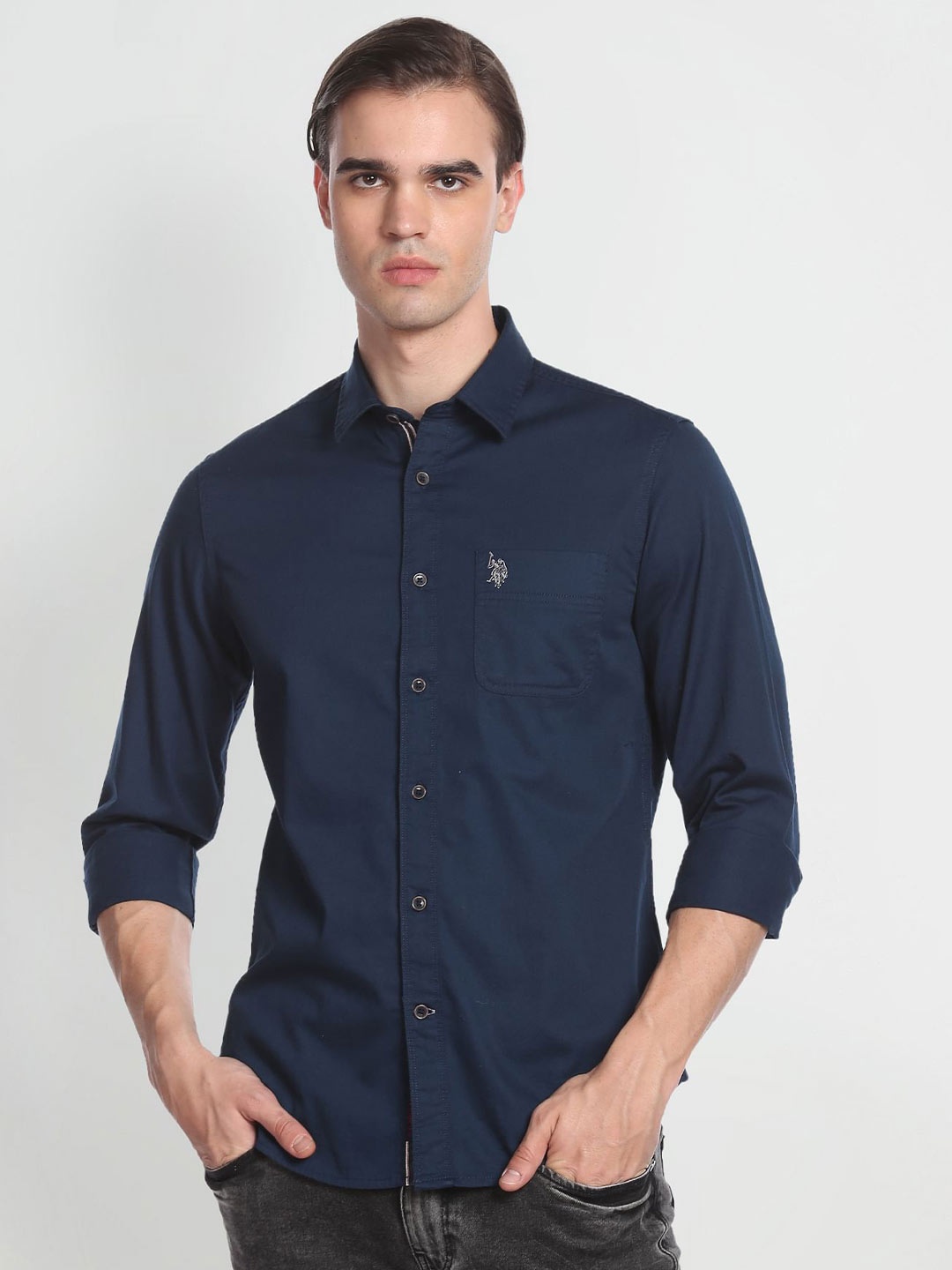 

U.S. Polo Assn. Denim Co. Spread Collar Opaque Twill Casual Shirt, Blue