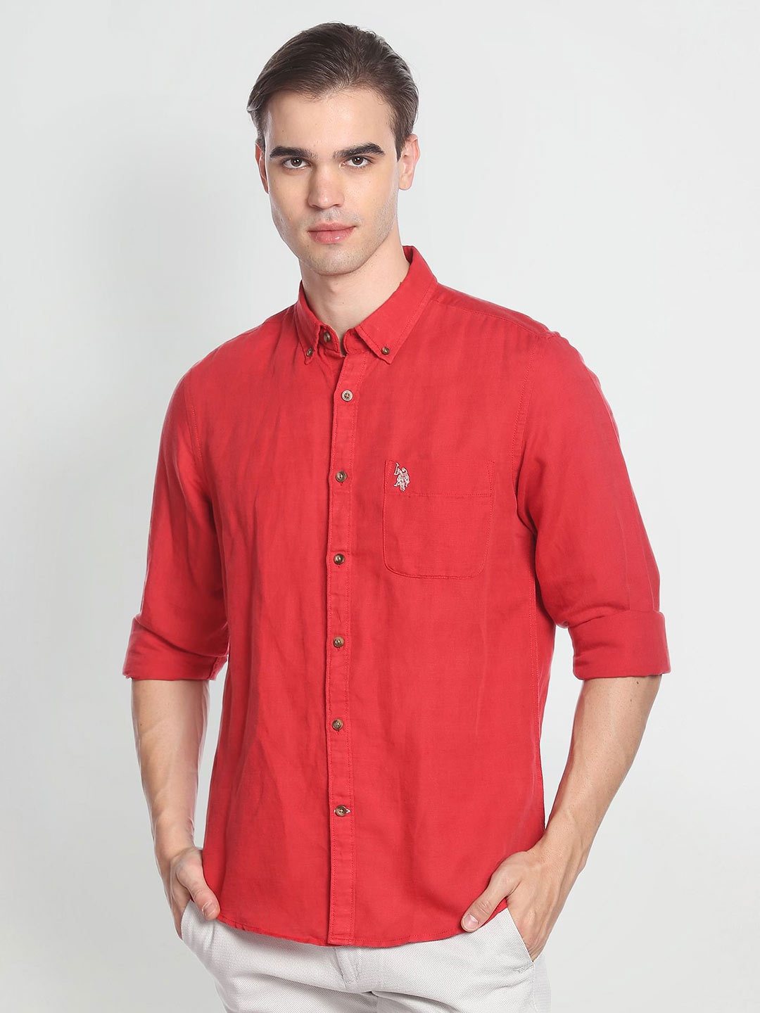 

U.S. Polo Assn. Denim Co. Spread Collar Opaque Casual Shirt, Red
