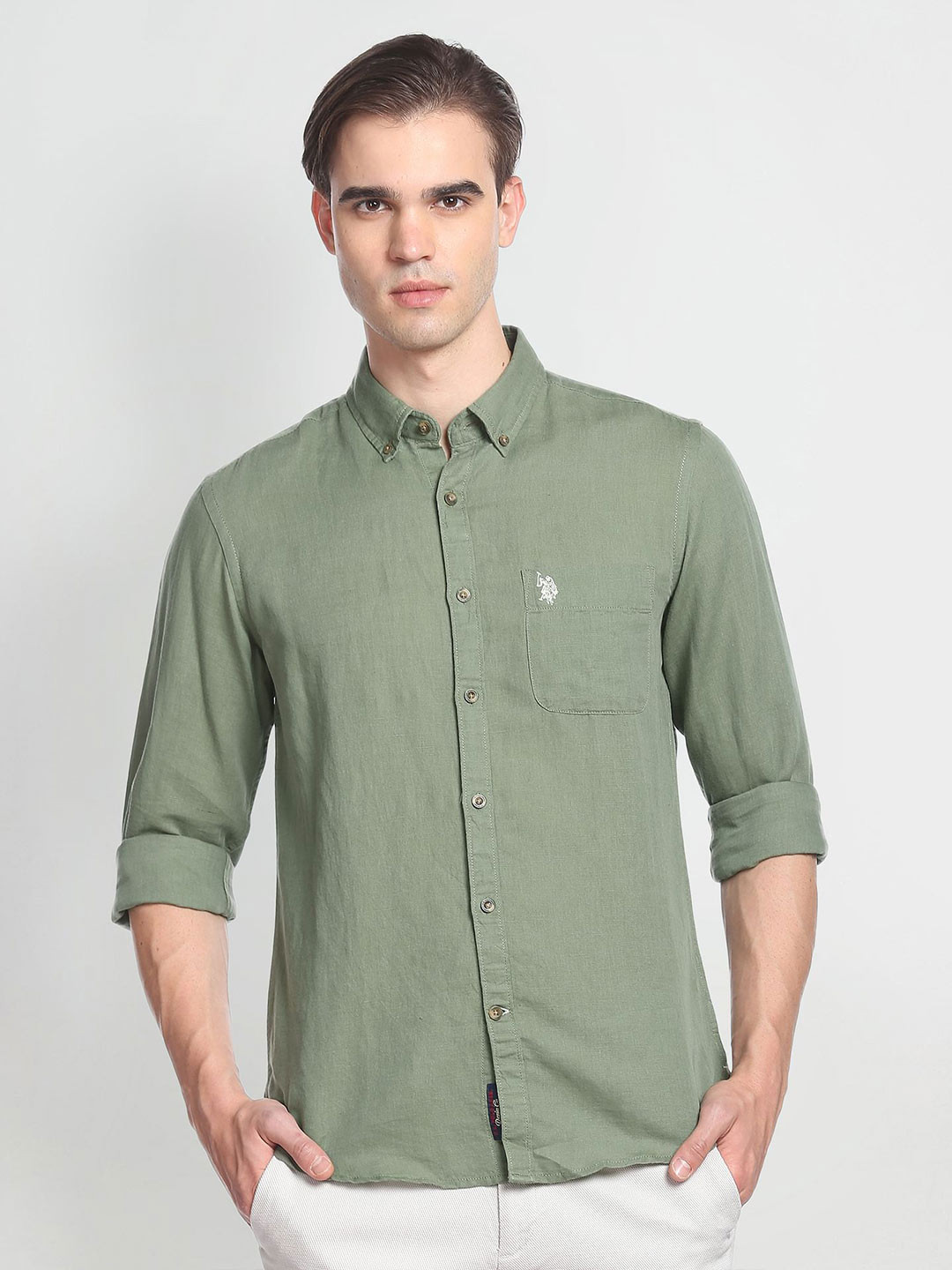 

U.S. Polo Assn. Denim Co. Spread Collar Opaque Casual Shirt, Green