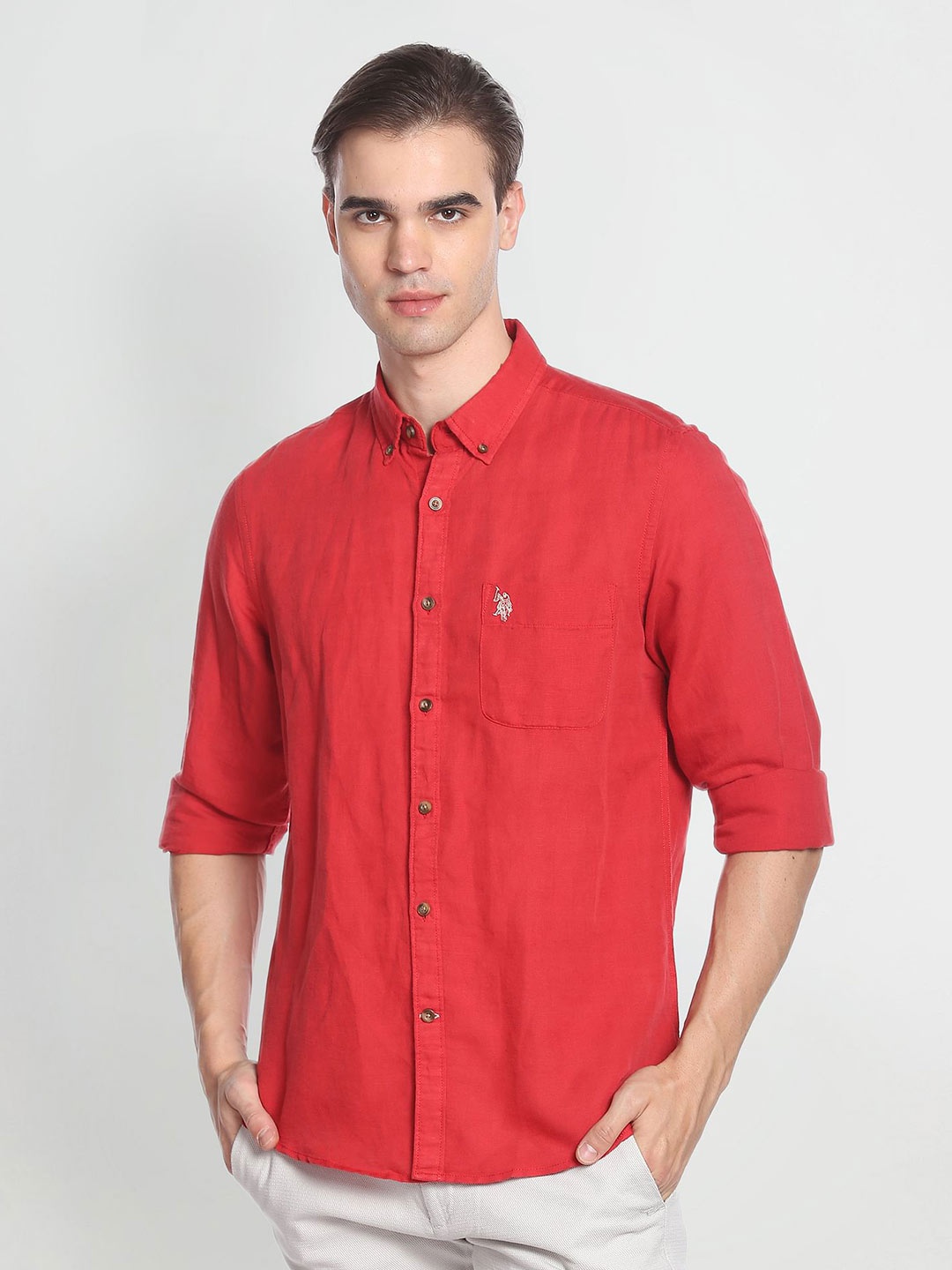 

U.S. Polo Assn. Denim Co. Spread Collar Opaque Casual Shirt, Red