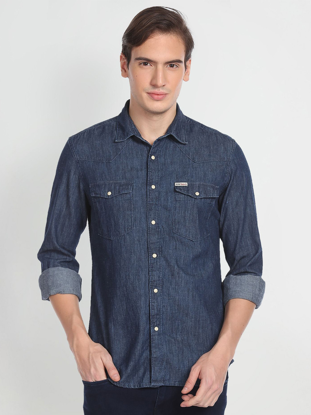 

U.S. Polo Assn. Denim Co. Men Pure Cotton Opaque Casual Shirt, Blue