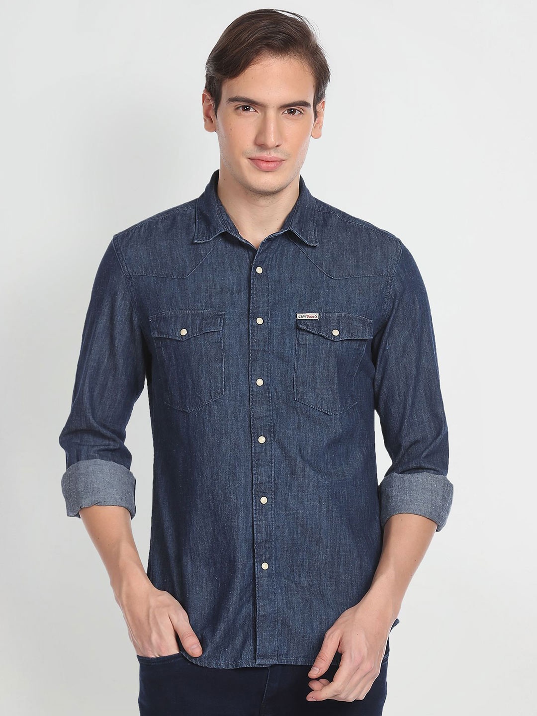 

U.S. Polo Assn. Denim Co. Men Pure Cotton Opaque Casual Shirt, Blue