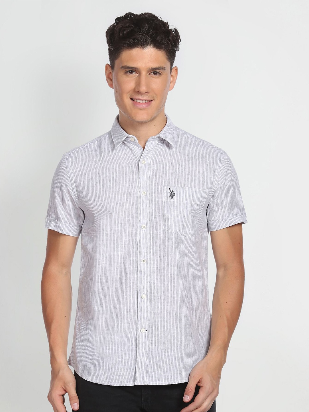 

U.S. Polo Assn. Denim Co. Men Vertical Striped Opaque Casual Shirt, Grey