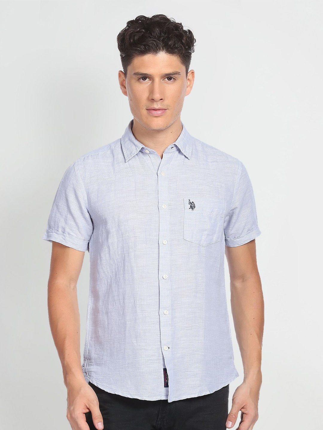 

U.S. Polo Assn. Denim Co.Spread Collar Opaque Casual Shirt, Blue