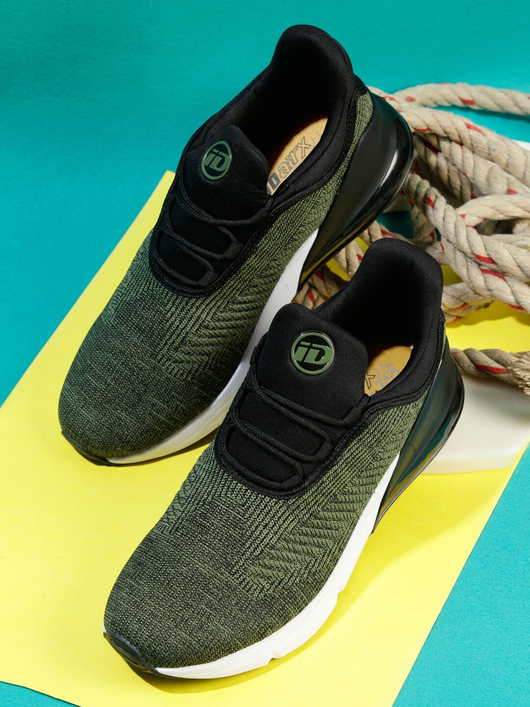 

ID Men Textile Non-Marking Running Sports Shoes, Olive