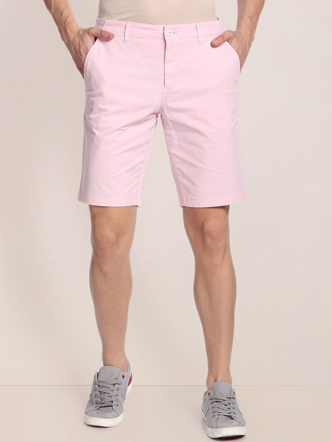 

U.S. Polo Assn. Men Mid-Rise Slim Fit Cotton Chino Shorts, Pink