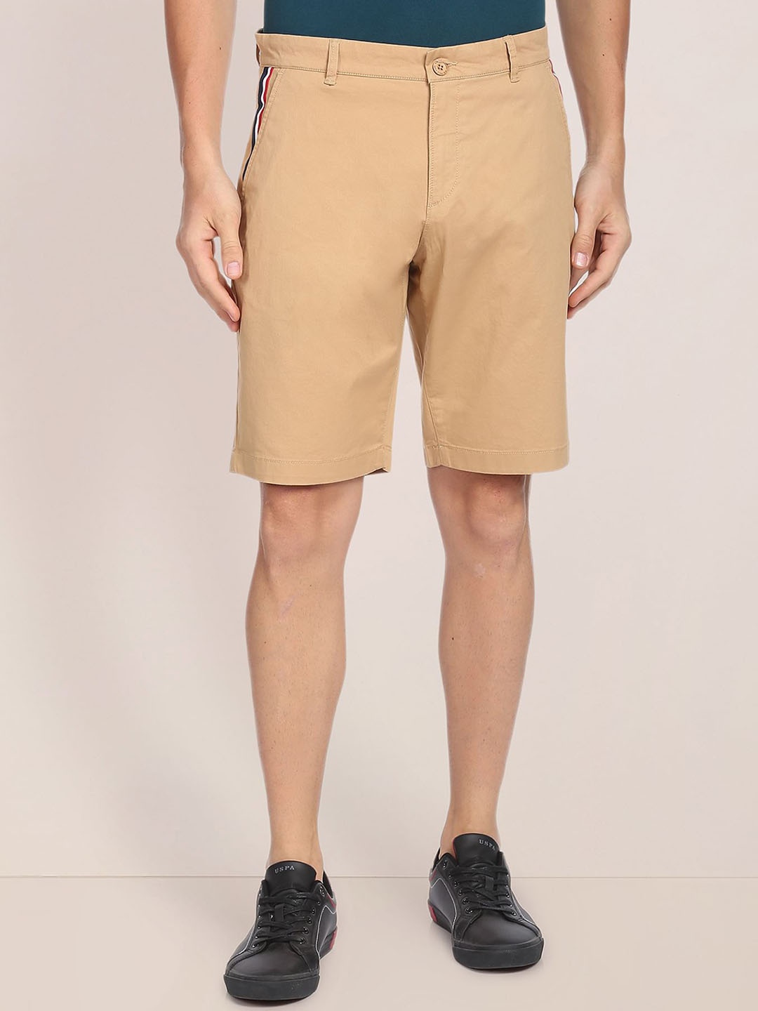 

U.S. Polo Assn. Men Mid-Rise Slim Fit Cotton Shorts, Brown