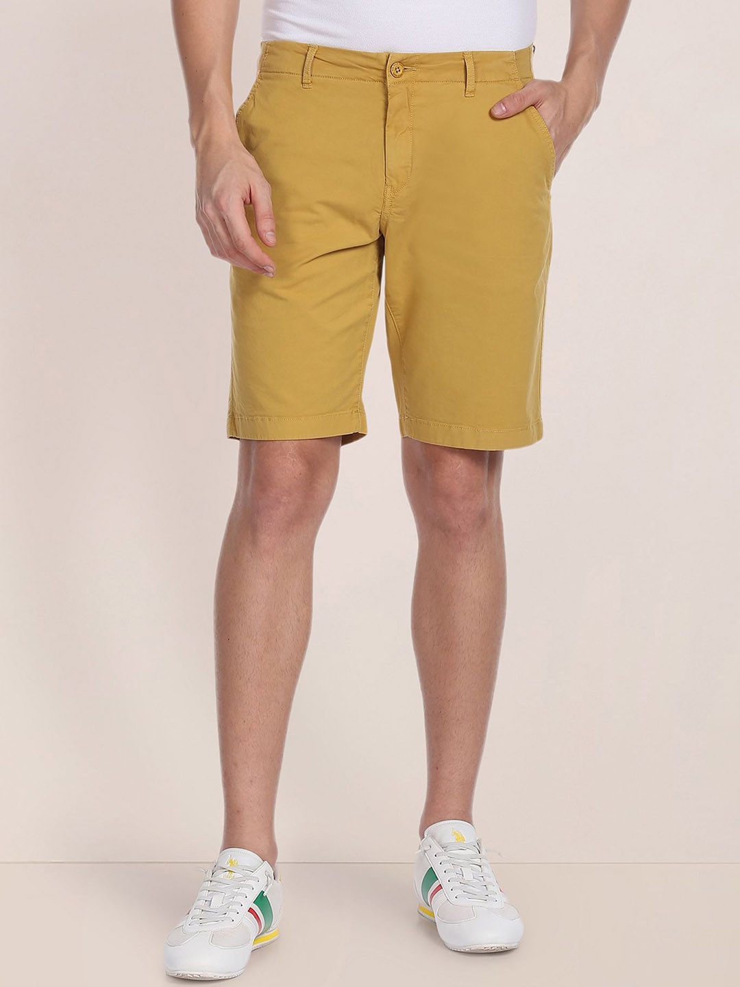

U.S. Polo Assn. Men Slim Fit Mid-Rise Shorts, Yellow
