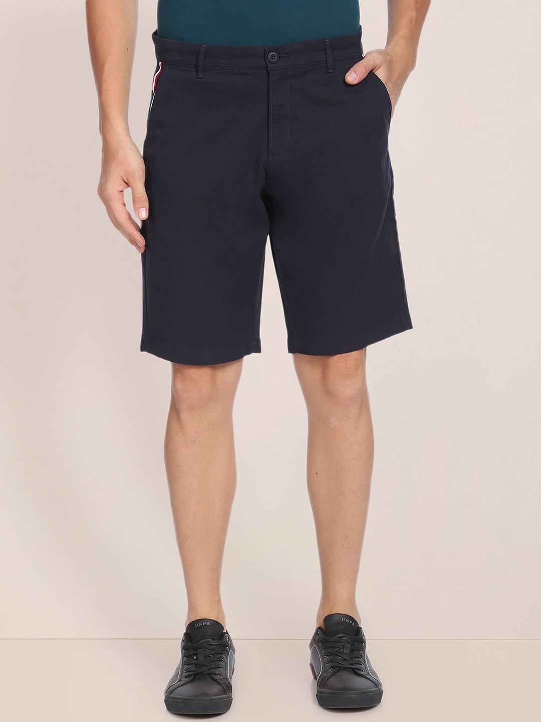 

U.S. Polo Assn. Men Slim Fit Mid-Rise Shorts, Navy blue