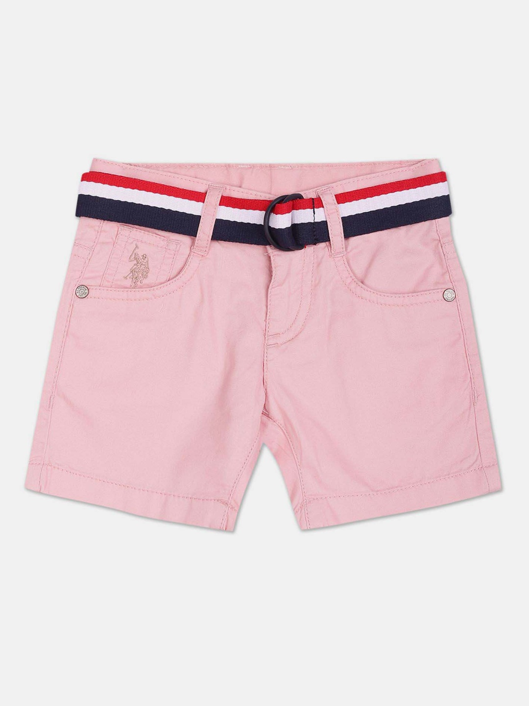 

U.S. Polo Assn. Kids Boys Slim Fit Pure Cotton Denim Shorts, Pink
