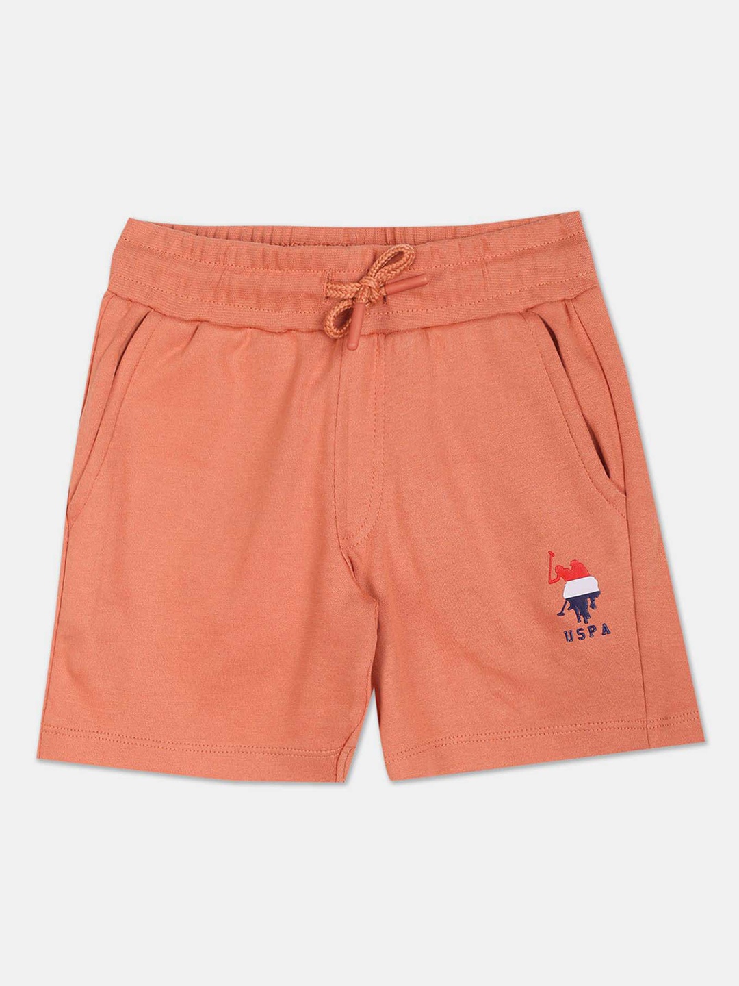 

U.S. Polo Assn. Kids Boys Mid-Rise Pure Cotton Shorts, Red