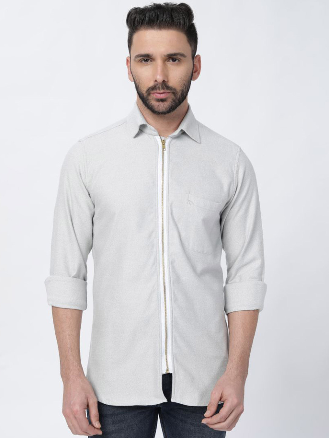 

FRENCH CROWN Standard Fit Cotton Casual Shirt, Off white