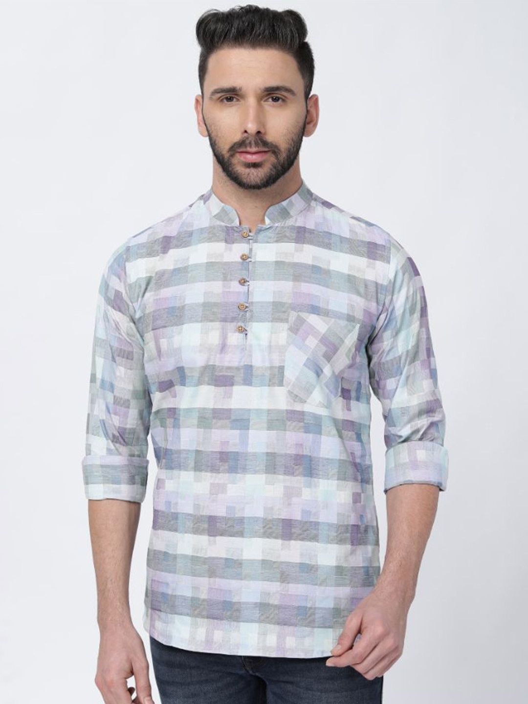 

FRENCH CROWN Checks Cotton Casual Shirt, Grey