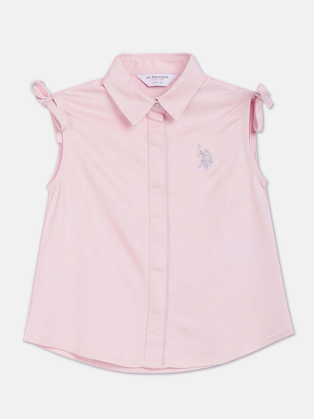 

U.S. Polo Assn. Kids Girls Shirt Collar Sleeveless A-Line Top, Pink