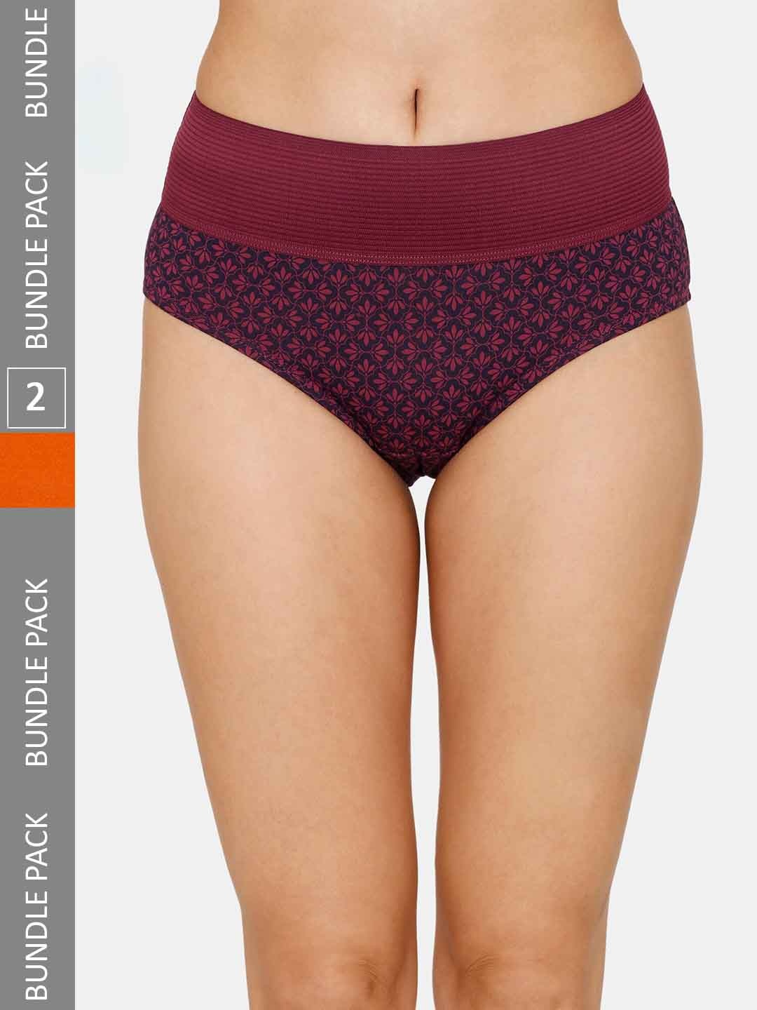 

Zivame Women Pack Of 2 High-Rise Hipster Briefs, Orange