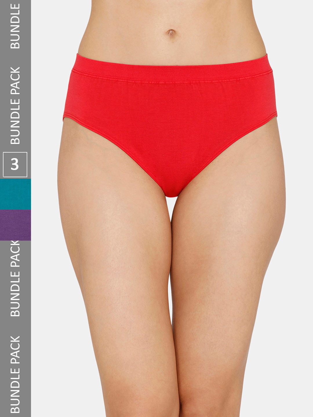 

Zivame Women Pack Of 3 Assorted Low-Rise Pure Cotton Hipster Briefs
