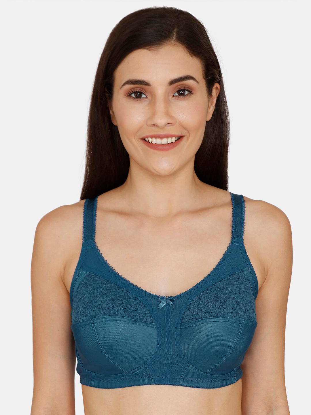 

Zivame Floral Lace Non Padded Non Wired All Day Comfort Bra, Blue