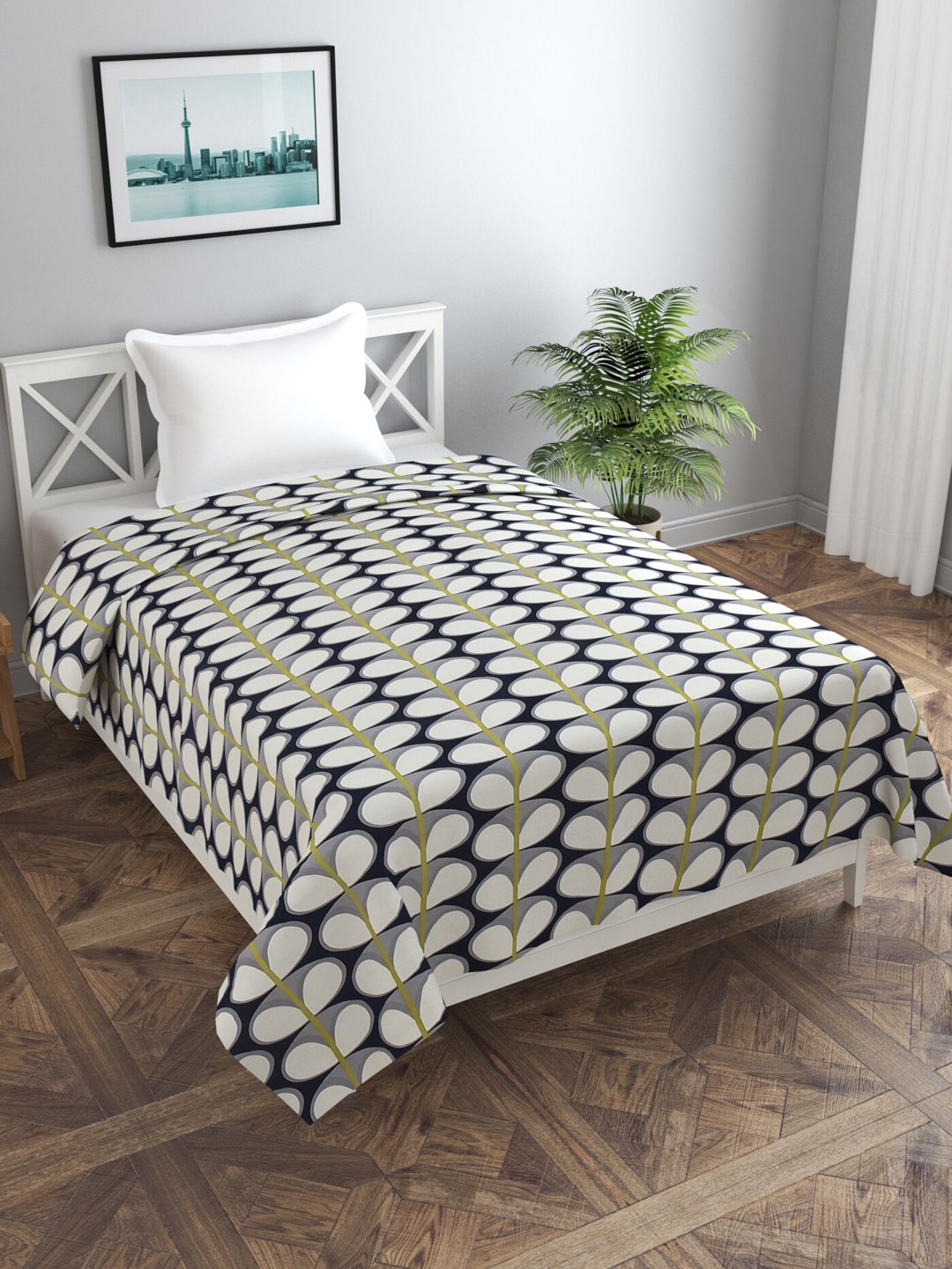 

MORADO Single Bed Printed Duvet Cover, Black