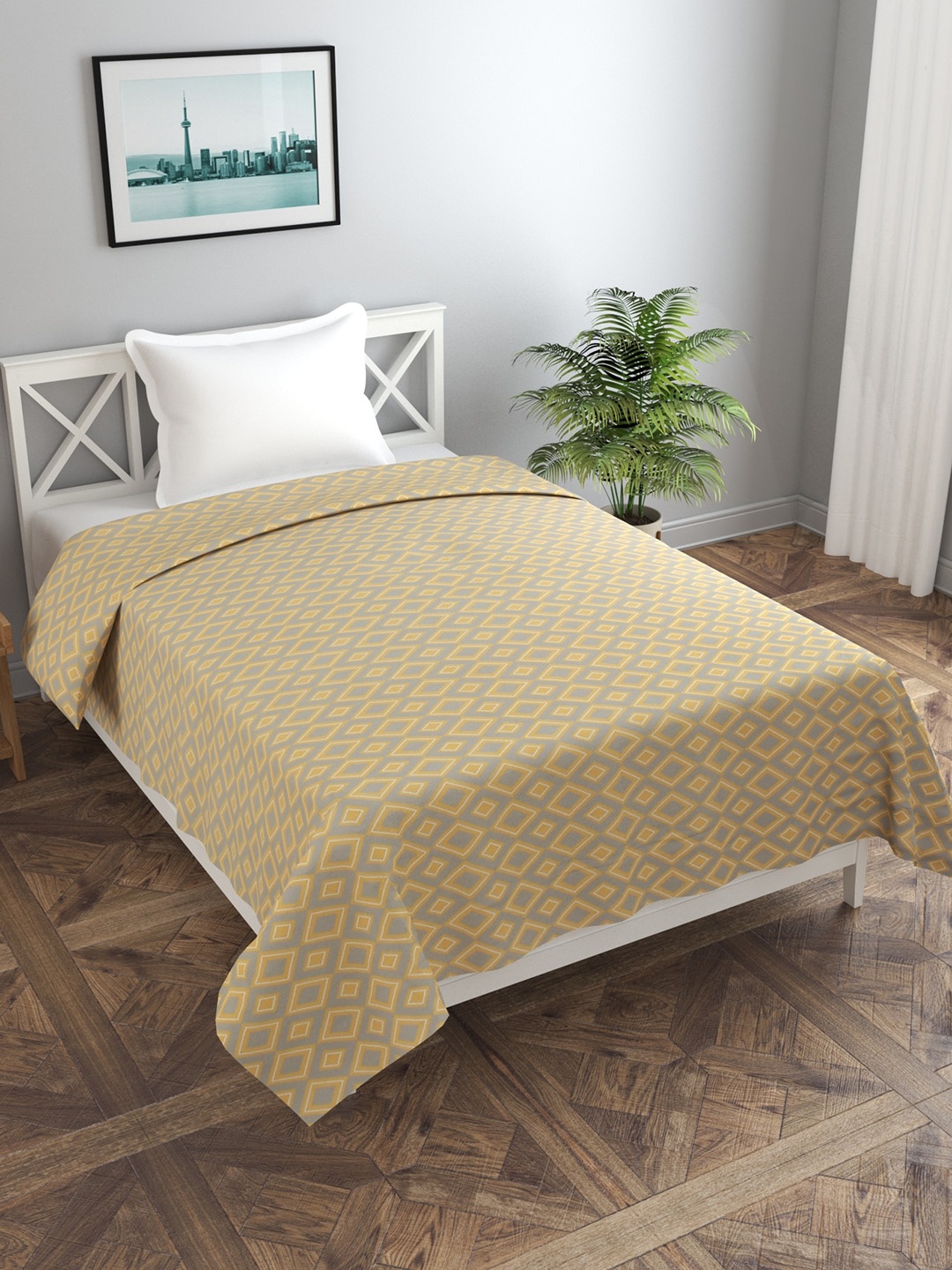 

MORADO Single Bed Printed Duvet Cover, Beige