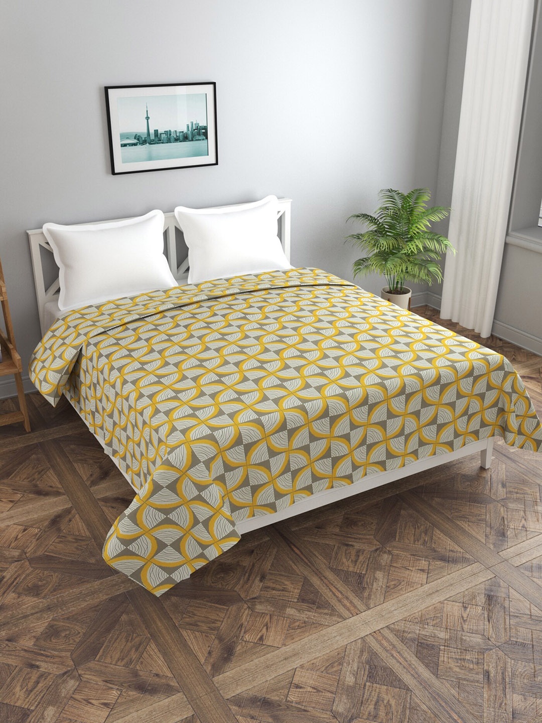 

MORADO Double Bed Printed Duvet Cover, Yellow