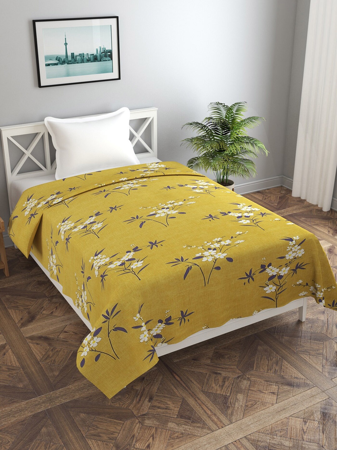 

MORADO Green Floral Printed 180 GSM Single Duvet