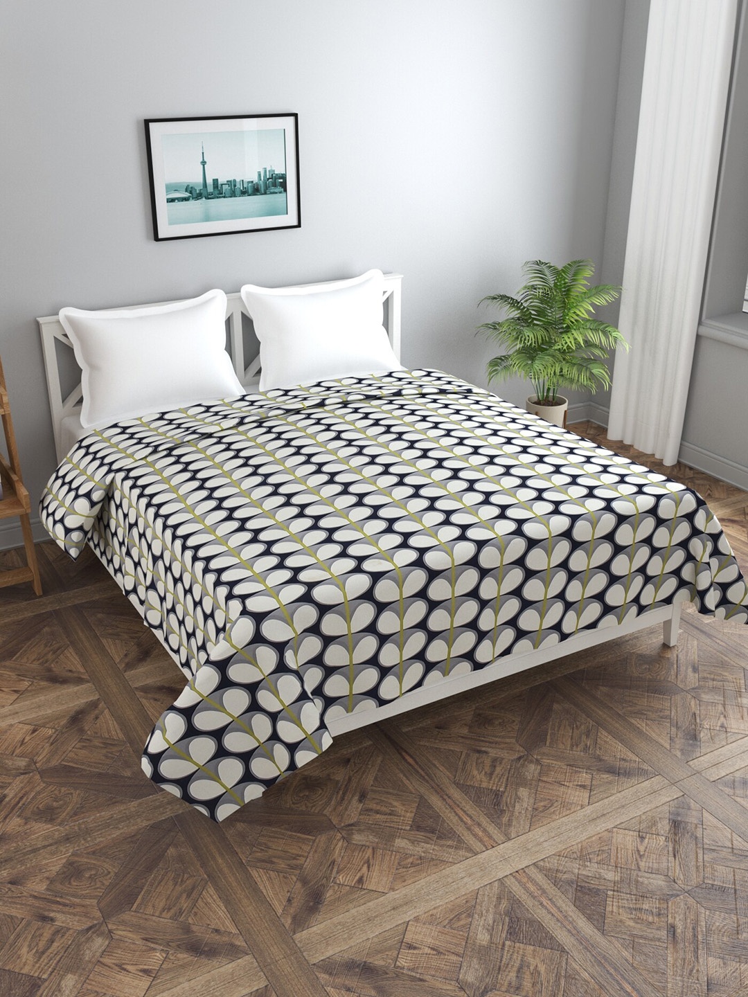 

MORADO Black & White Printed 180 GSM Double Duvet Cover