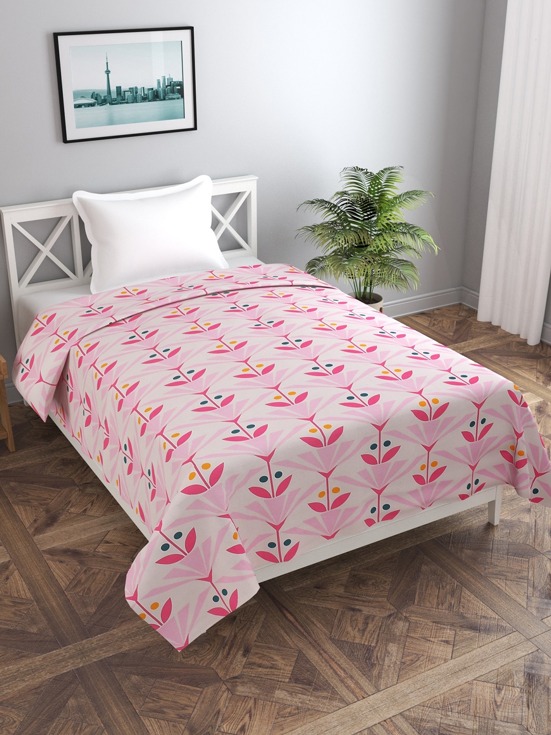 

MORADO Pink Floral 180 GSM Single Duvet Cover