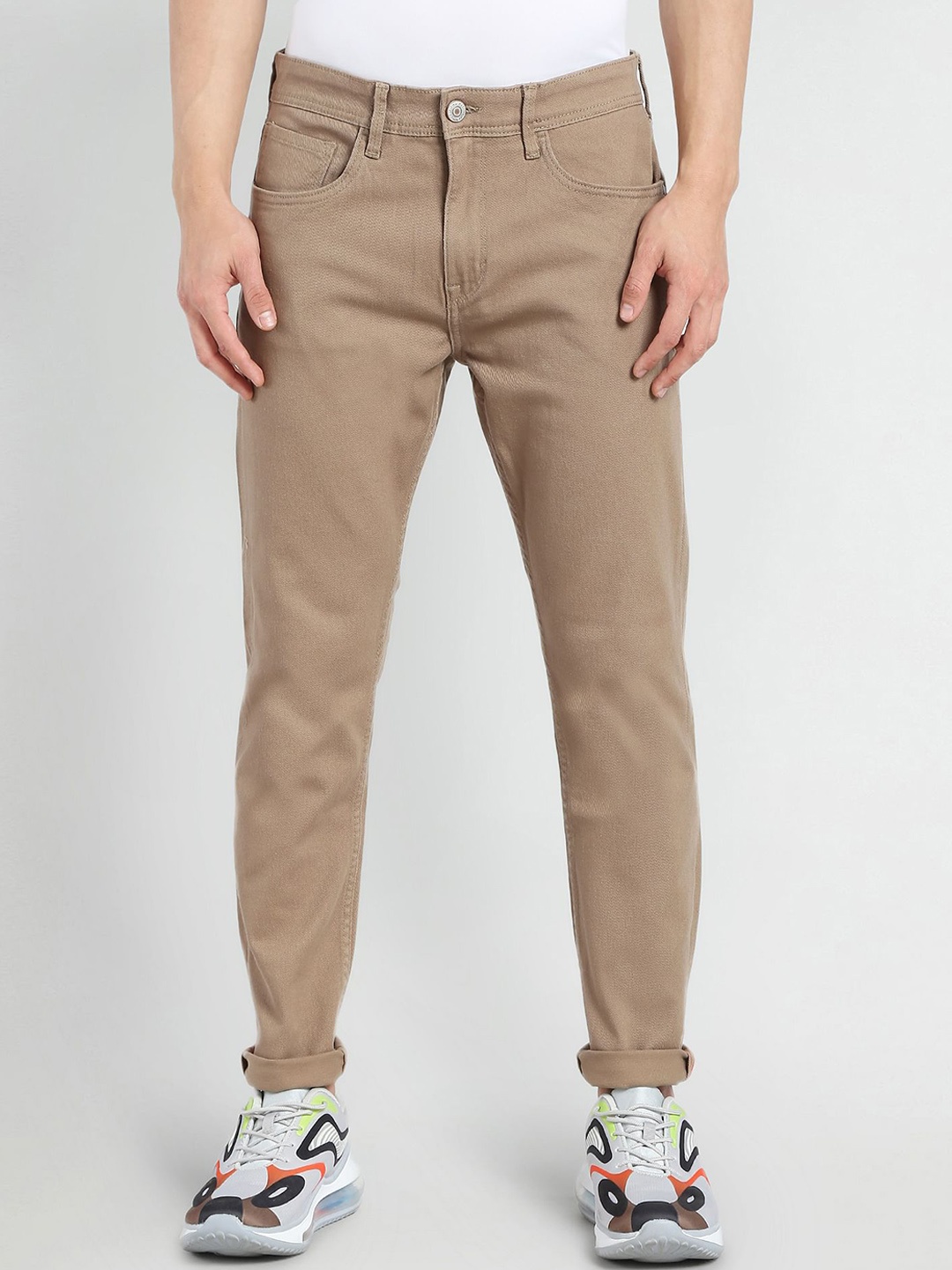 

Flying Machine Men Tapered Fit Mid-Rise Chinos, Brown