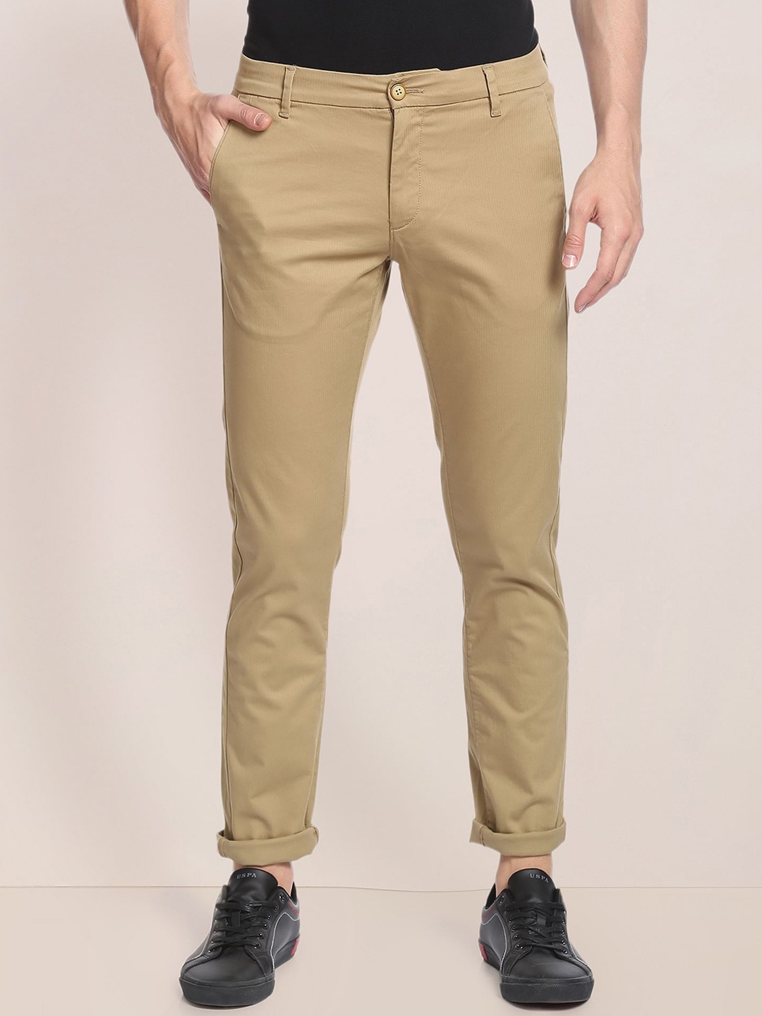 

U.S. Polo Assn. Men Regular Fit Mid-Rise Chinos, Brown