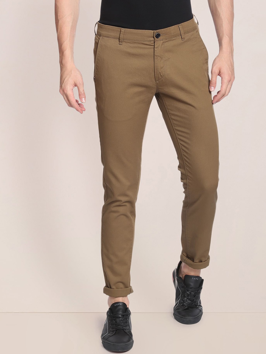 

U.S. Polo Assn. Men Regular Fit Mid-Rise Chinos, Brown