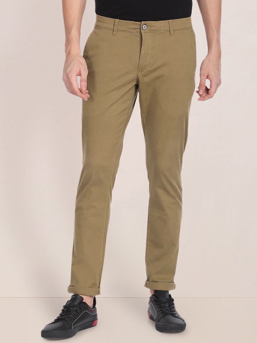 

U.S. Polo Assn. Men Regular Fit Mid-Rise Chinos, Brown