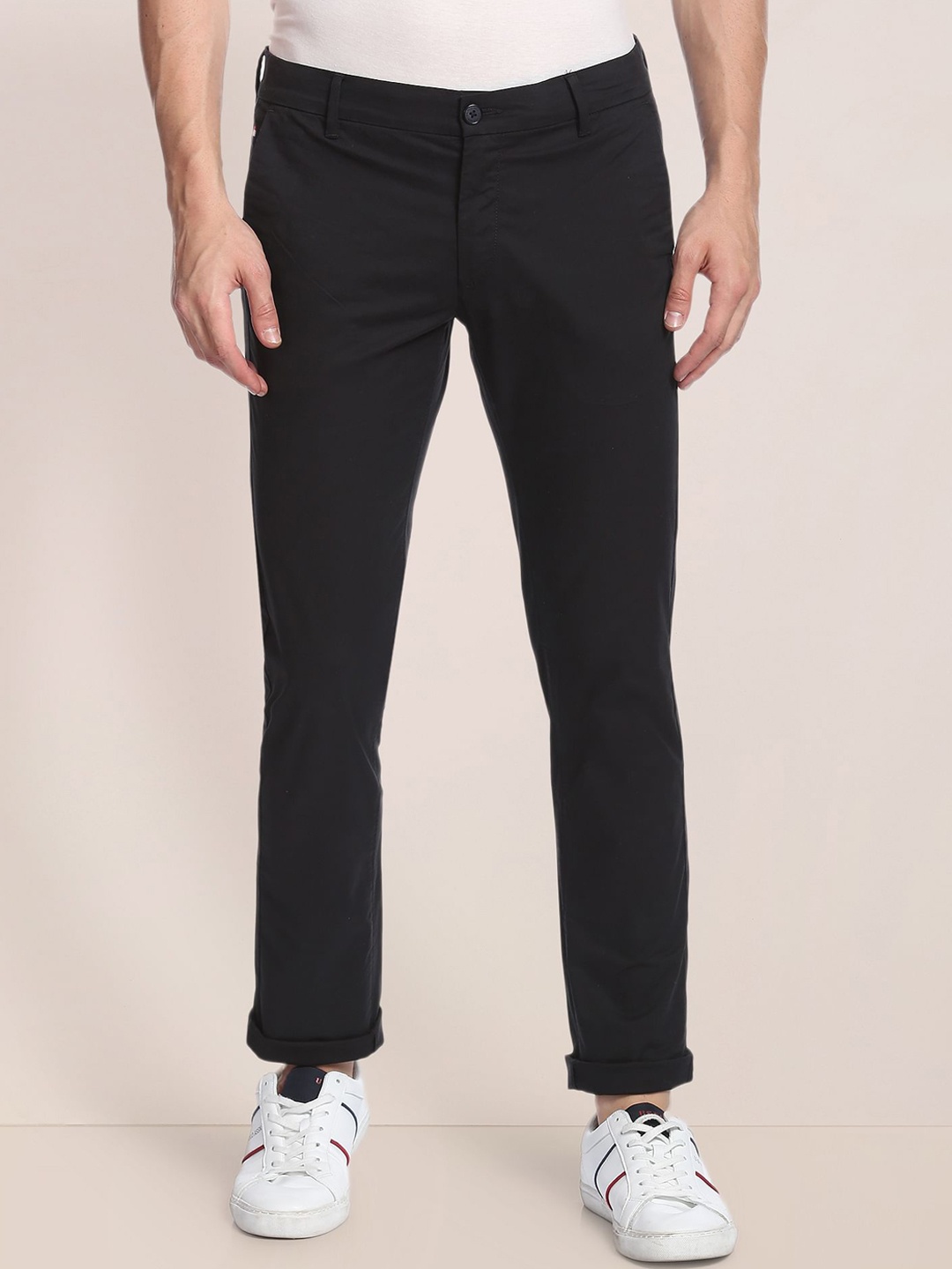

U.S. Polo Assn. Men Regular Fit Mid-Rise Chinos, Black