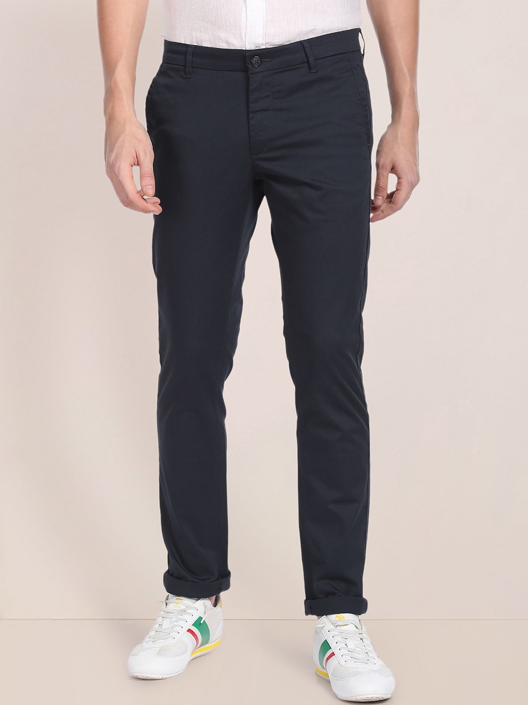

U.S. Polo Assn. Men Regular Fit Mid-Rise Chinos, Navy blue