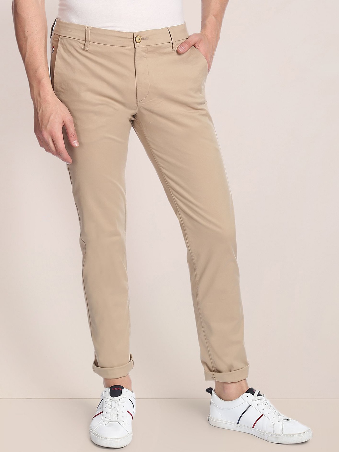 

U.S. Polo Assn. Men Brown Slim Fit Mid-Rise Chinos