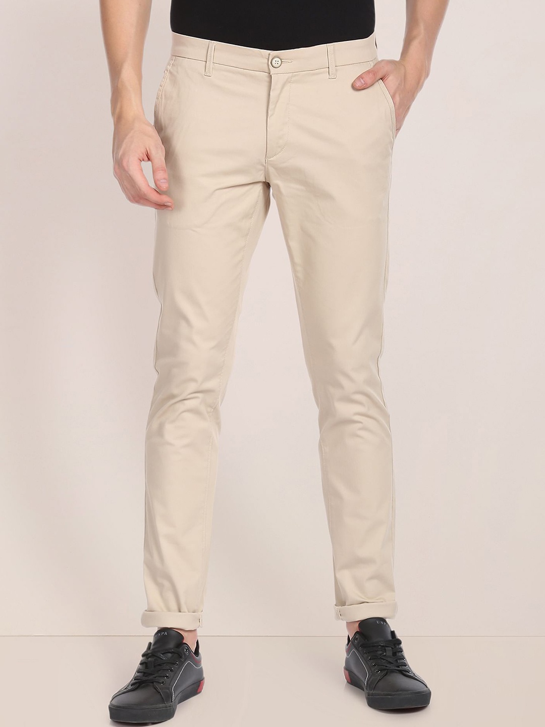 

U.S. Polo Assn. Men Regular Fit Mid-Rise Chinos, Beige