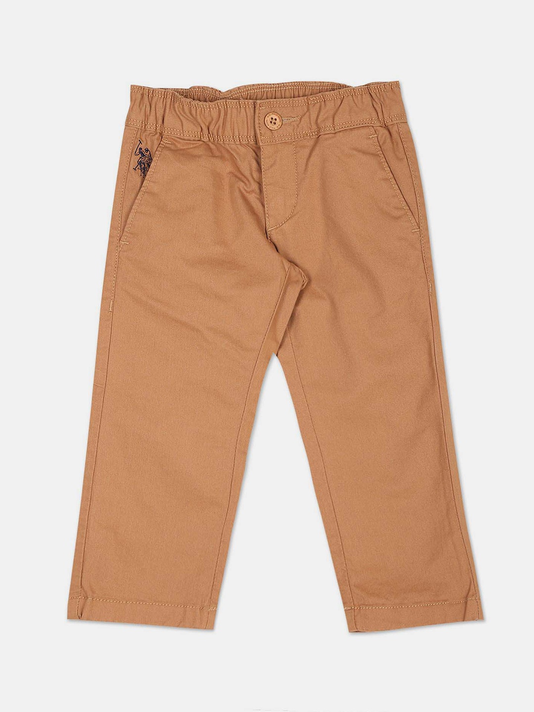 

U.S. Polo Assn. Kids Boys Regular Fit Mid-Rise Trousers, Brown