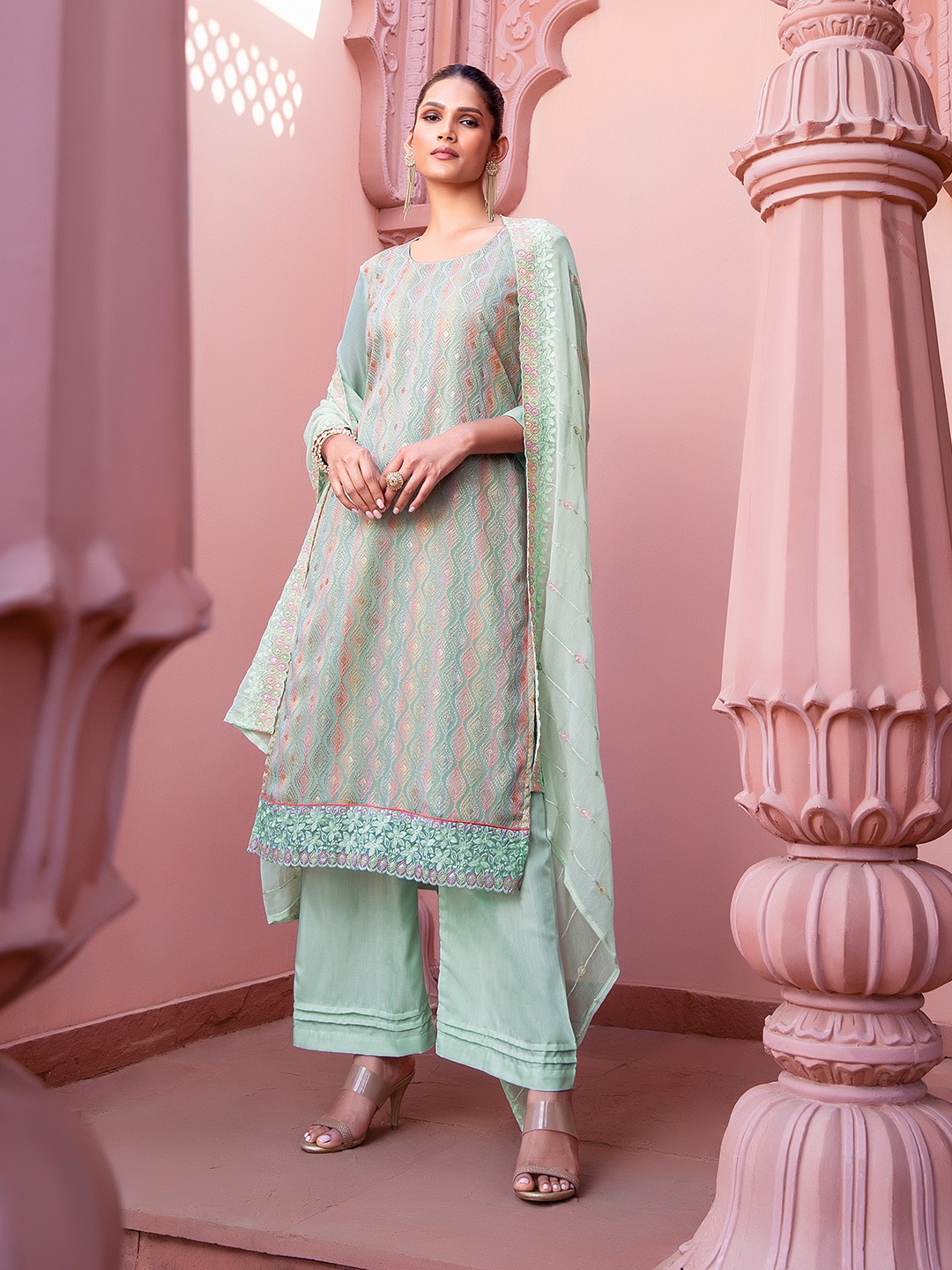 

Soch Ethnic Motifs Embroidered Unstitched Dress Material, Blue