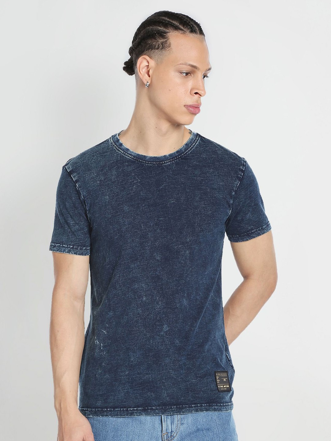 

Flying Machine Round Neck Cotton T-shirt, Blue