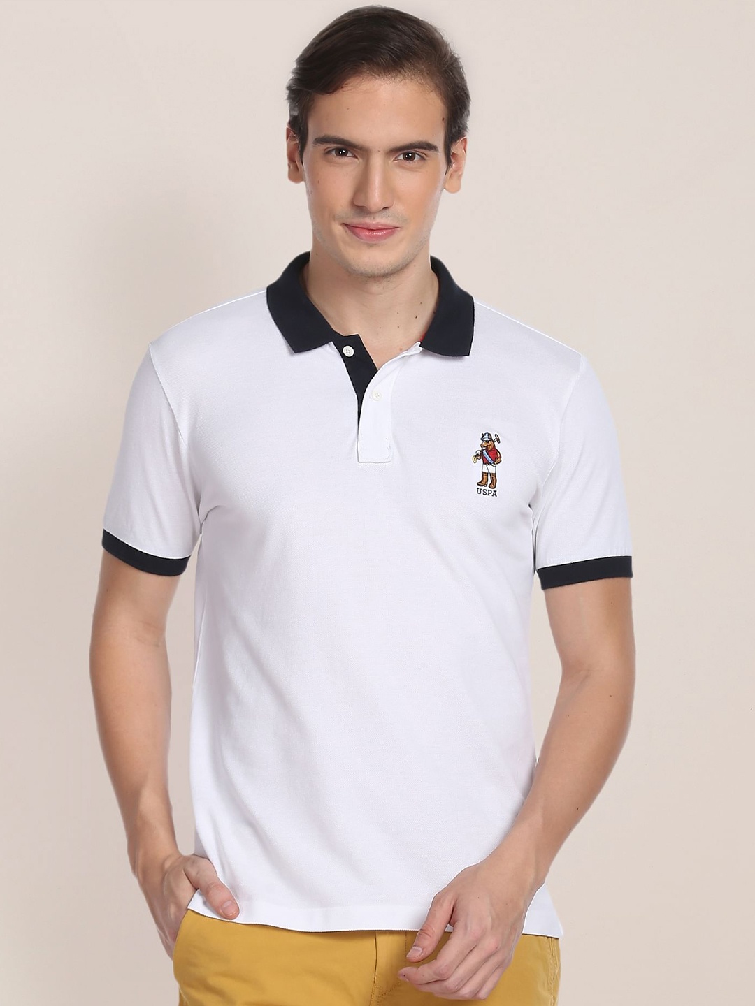 U.S. Polo Assn. Polo Collar Pure Cotton Slim Fit T-shirt, White