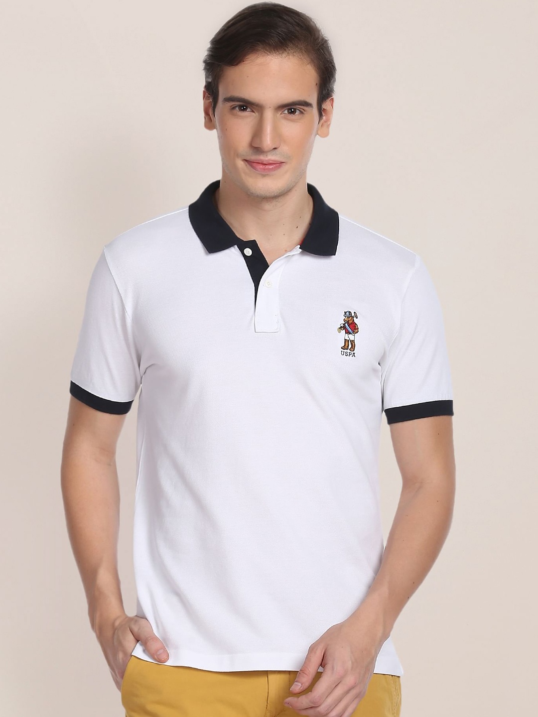 

U.S. Polo Assn. Polo Collar Pure Cotton Slim Fit T-shirt, White