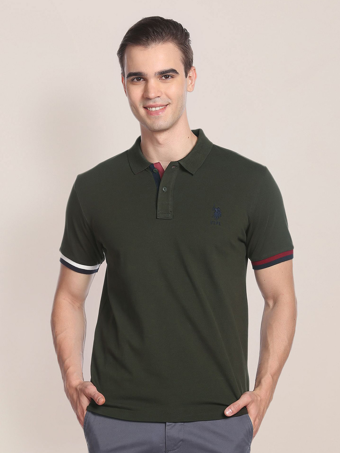 

U.S. Polo Assn. Polo Collar Slim Fit T-shirt, Olive